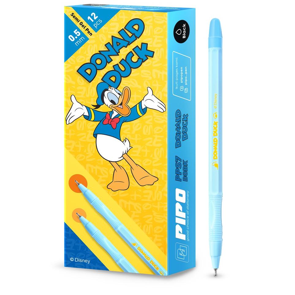 

(BEST SELLER!!) [PPS7 DONALD] Pipo pps7 Donald Duck Disney License Pen Hitam 12pcs