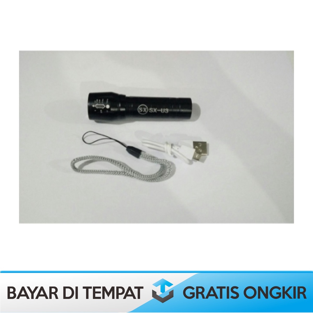 SENTER LED USB RECHARGEABLE TAFFLED ALBINALY SUPER TERANG PORTABLE ORI