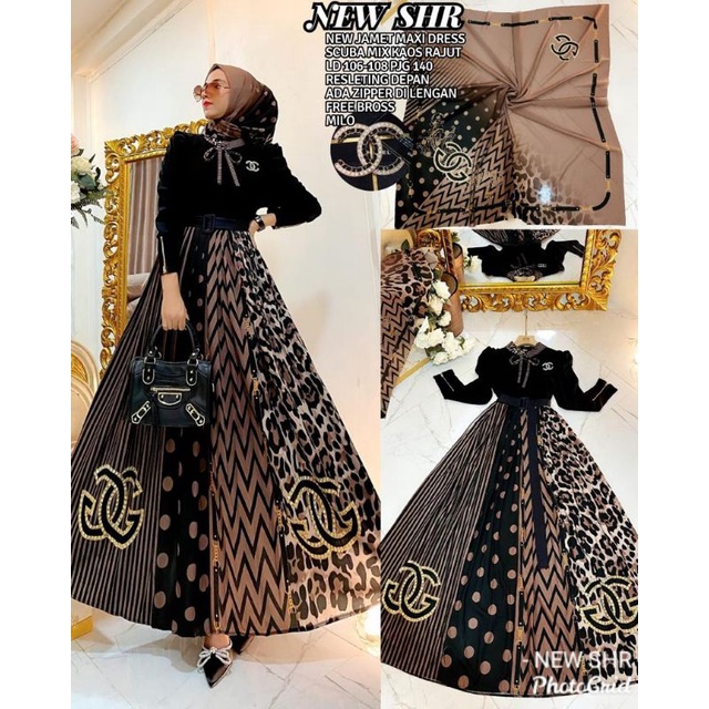 READY NEWW ORY SHR MAXI DRESS U REMPEL-BK coklat folka+krdg