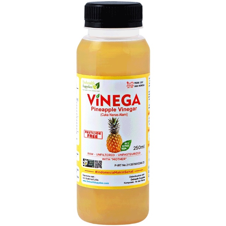 Vinega, Pineapple Vinegar with Mother / Cuka Nanas alami 250ml