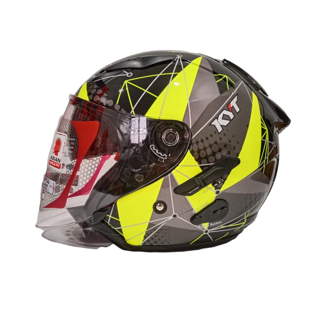 HELM GALAXY FLAT R MATRIX BLACK YELLOW FLUO DOUBLE VISOR HALF FACE