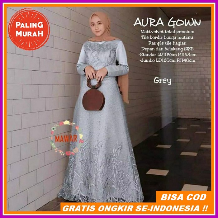 Baju Gamis Wanita Remaja Kondangan Pesta Terbaru 2022 Mewah Model Keki Aura Gown 2 Sahita Maxi  Dres