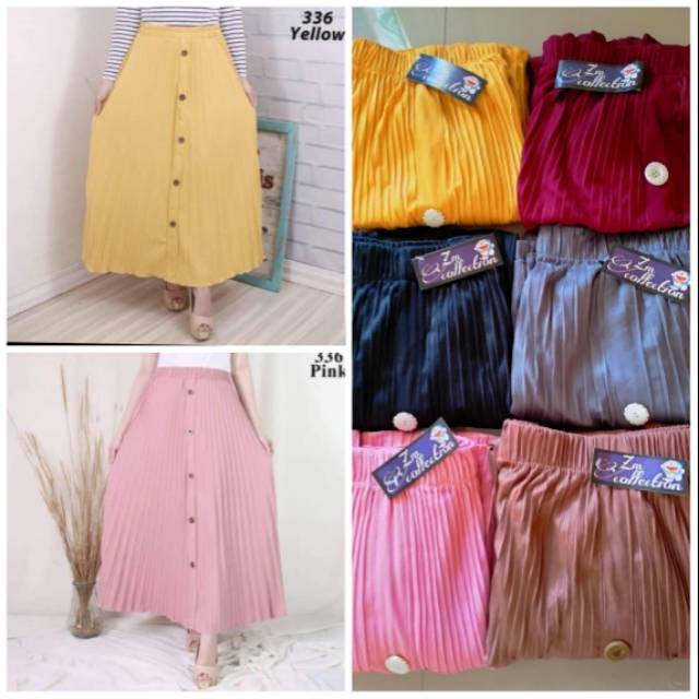 ROK PLISKET  KANCING  // ROK PLISKET SKIRT BUTTON /rok plisket rempel variasi kancing jumbo