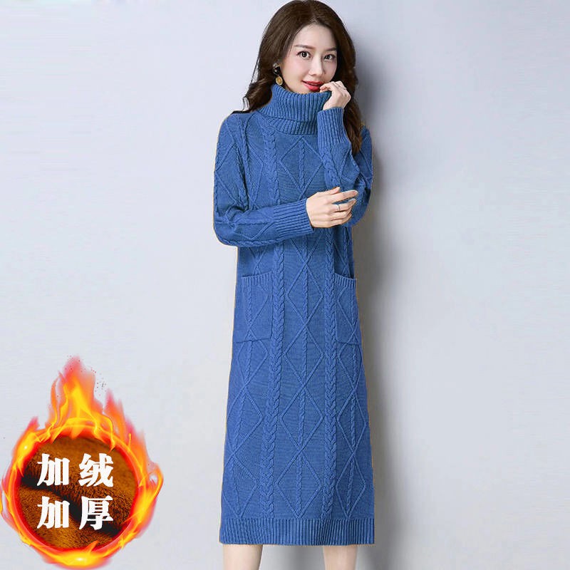 KOREA RAJUT LUCU HITAM BIRU LANGIT UNGU / ﹍ ◙ Dress Sweater Turtleneck Lengan Panjang Longgar Bahan