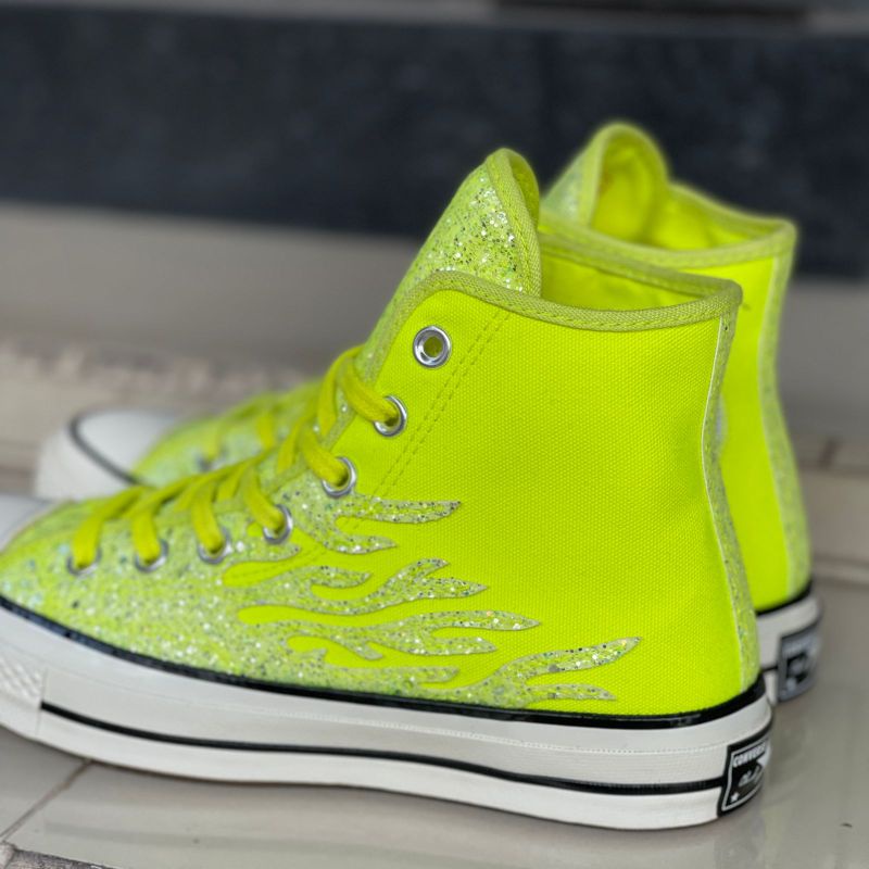 Converse Chuck Taylor 1970s Hi Glitter Shine Lemon Venom CT 70 CT 70s