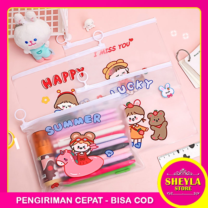 

Zipper Transparan Karakter Girl / Ziper Bag Bening / Tas Tempat Serbaguna Alat Tulis Kosmetik / TV-19