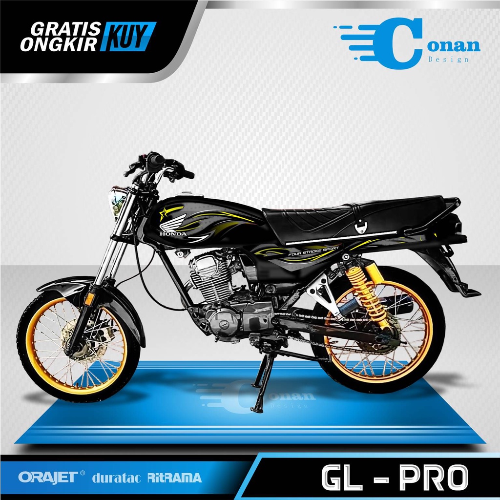 Aksesoris Motor GL Pro - Stiker Striping List Variasi Star GL Pro - Striping Honda GL Desain Motif T