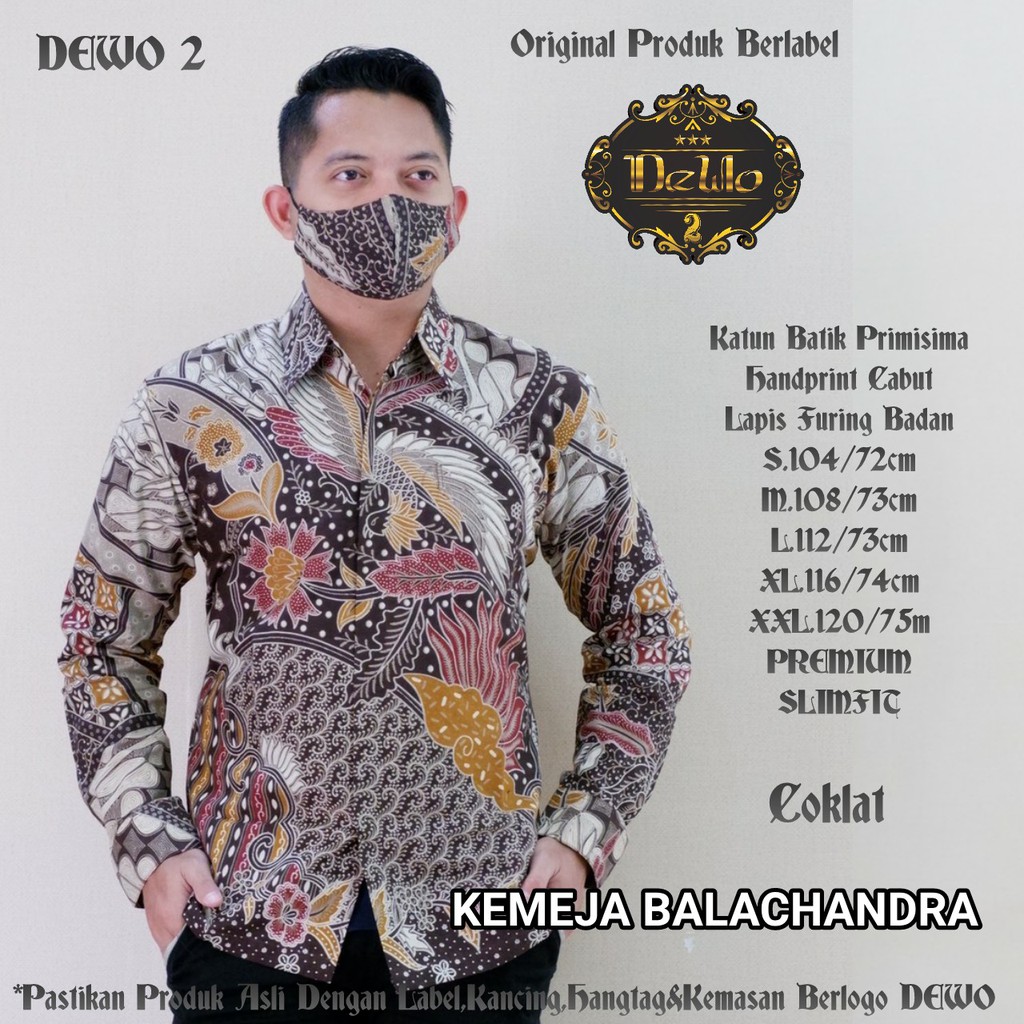 BALACHANDRA COKLAT Kemeja Batik Pria Lengan Panjang | Hem Batik Pria FULL FURING DeWo