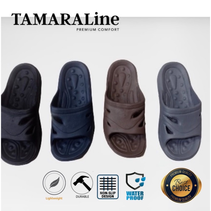 Sandal Selop Slide Slip on Karet Pria Dewasa / Remaja - TAMARALINE 182 / Bahan Premium Lentur Empuk Ringan Kuat Anti Slip Anti Air Model Sandal Casual Santai Rumah Hotel Outdoor Kamar Mandi Murah Original