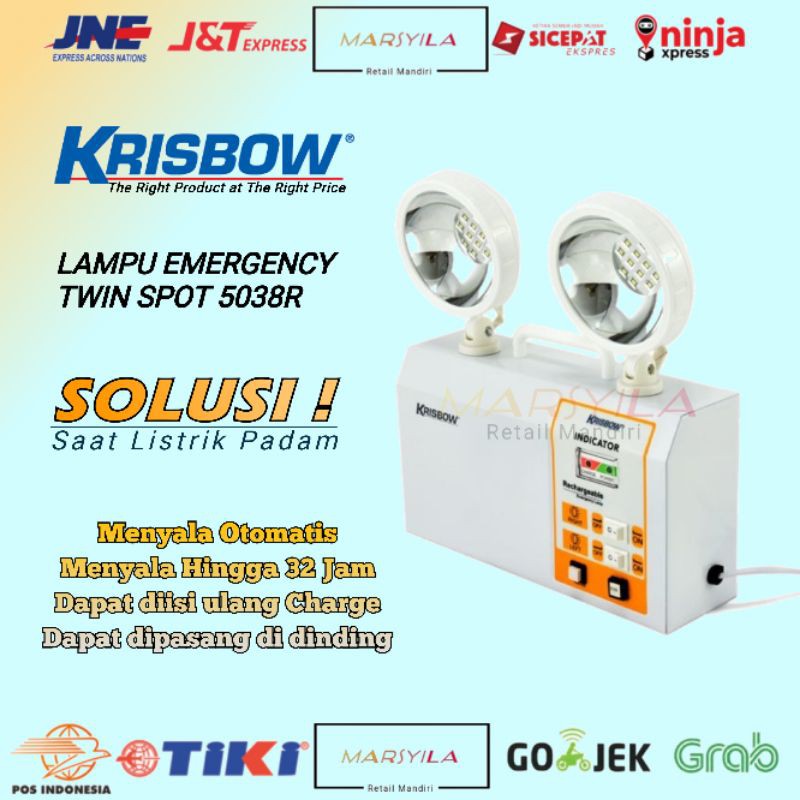 LAMPU EMERGENCY LED | LAMPU DARURAT EMERGENCY | LED | CAS | CHARGE | TWIN SPOT LED | KRISBOW