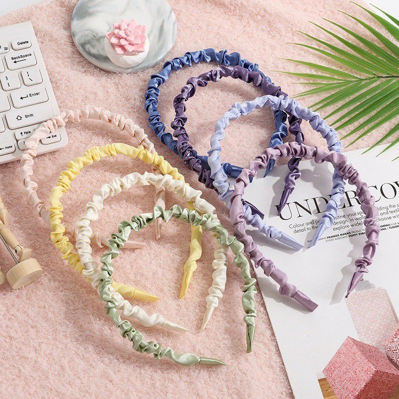 BANDO Scrunchie Artis Korea Kerut Bandana Headband warna pastel