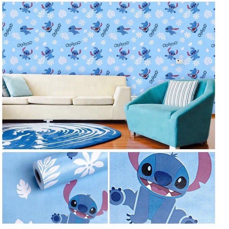 Wallpaper Lilo Stitch Biru Panjang 8M UK 1 roll