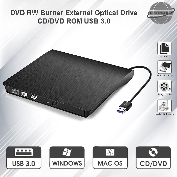 DVD RW Burner External Optical Drive CD/DVD ROM USB 3.0