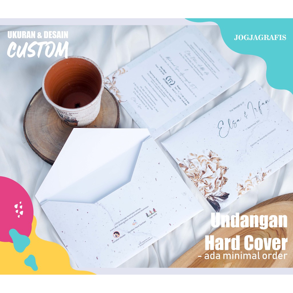 Undangan Nikah Hard Cover single Board + Amplop [ DESAIN CUSTOM ] full colour Laminasi Doff Free Des