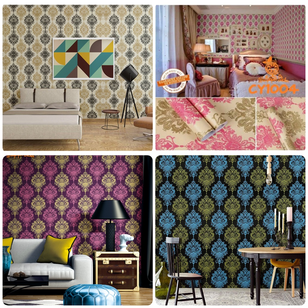 Wallpaper Dinding Ruang Tamu Wallpaper Stiker Dinding Rumah 45cmx8m / Wallpaper Dinding 3D Motif Batik