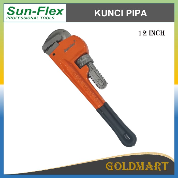 Kunci Pipa 12 Inch - Sun-Flex Pipe Wrench Gagang Karet - Kunci Monyet