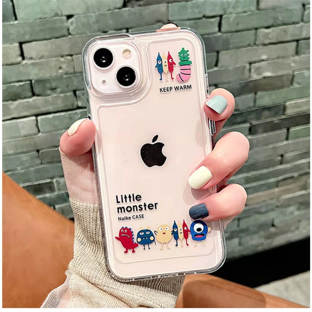 Case Bahan Akrilik Transparan Desain Kartun Monster Kecil Untuk iPhone 11 7Plus 8Plus Xr XS 13 12 Pro Max