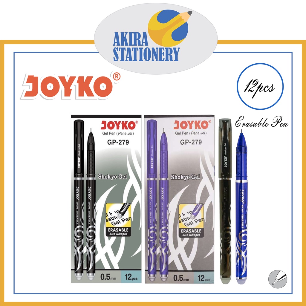 

H7Y Pulpen JOYKO Shokyo Gel GP 279 0.5 mm Hitam - Biru / Erasable Pen GP-279 05mm Black - Blue /