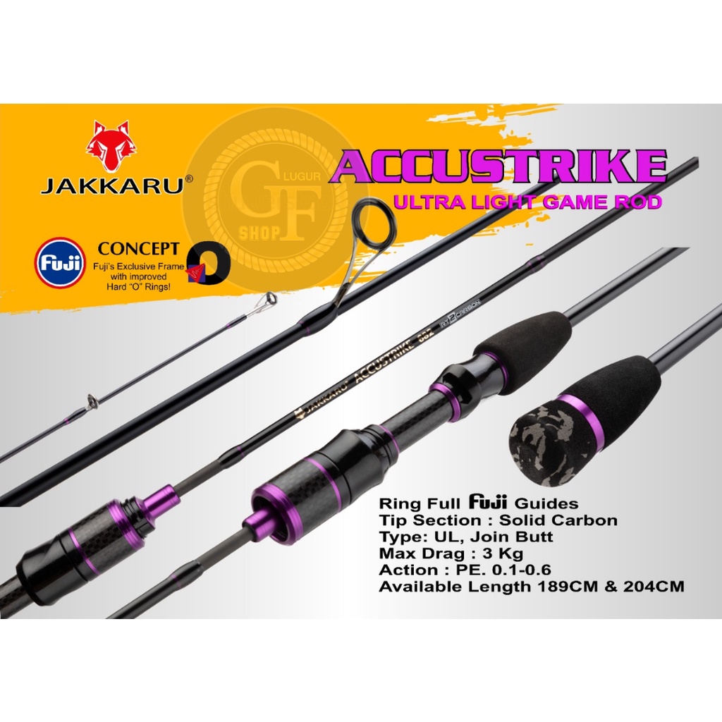 JORAN SPINNING " UL " JAKKARU ACCUSTRIKE 632 & 682 / 2-8LB / 189CM & 204CM ULTRA LIGHT FUJI RING SOL