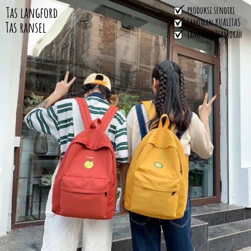 Tas Ransel Hitam Kekinian Terbaru Murah Bagus Sekolah Traveling Model Fashion Korea Kekinian Simple Elegan Casual Simple Backpack Punggung Bahu Perempuan Wanita Cewek