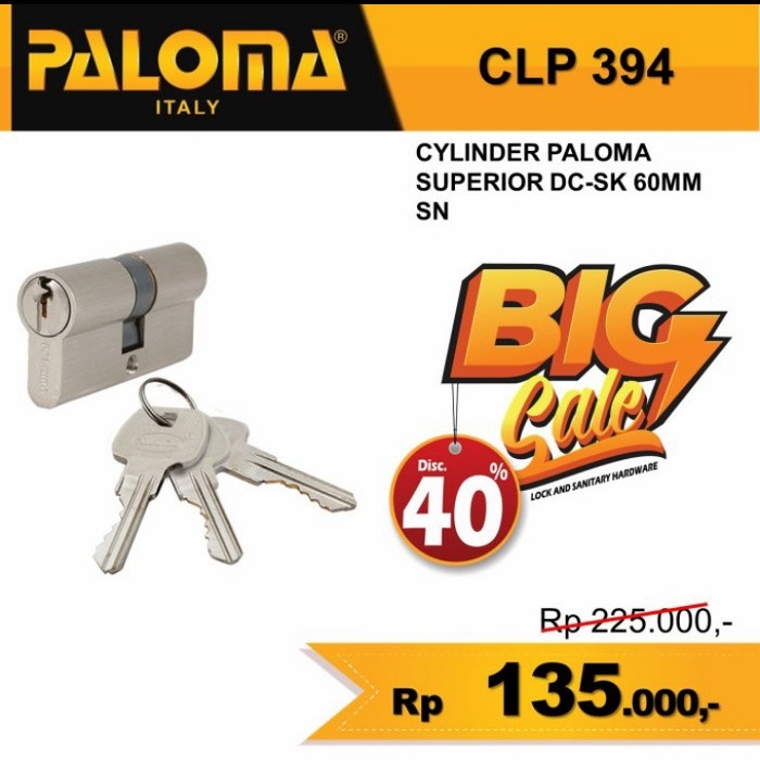 Paloma Knob Cylinder Kunci Silinder Knob CLP 394 Superior DC-SK 60MM