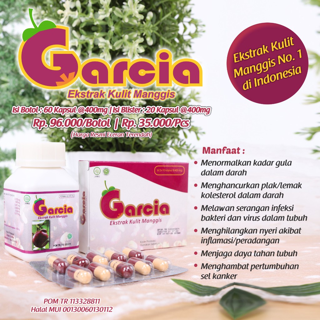 Jual Garcia Kapsul Ekstrak Kulit Manggis Original Antioksidan Anti Aging Daya Tahan Tubuh 