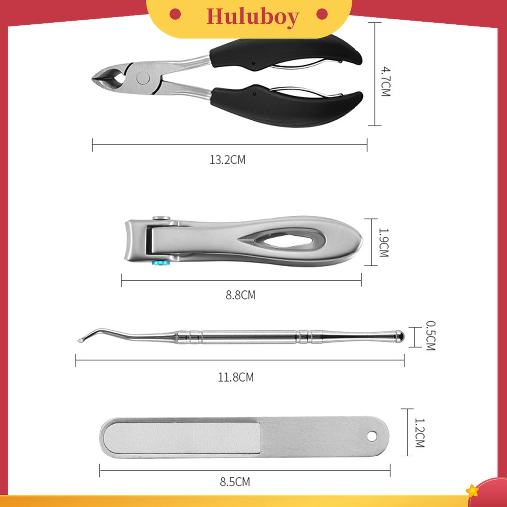 Huluboy Huluboy♡ 4pcs / Set Alat Pemotong Kuku Kaki Bahan Stainless Steel Untuk Manicure