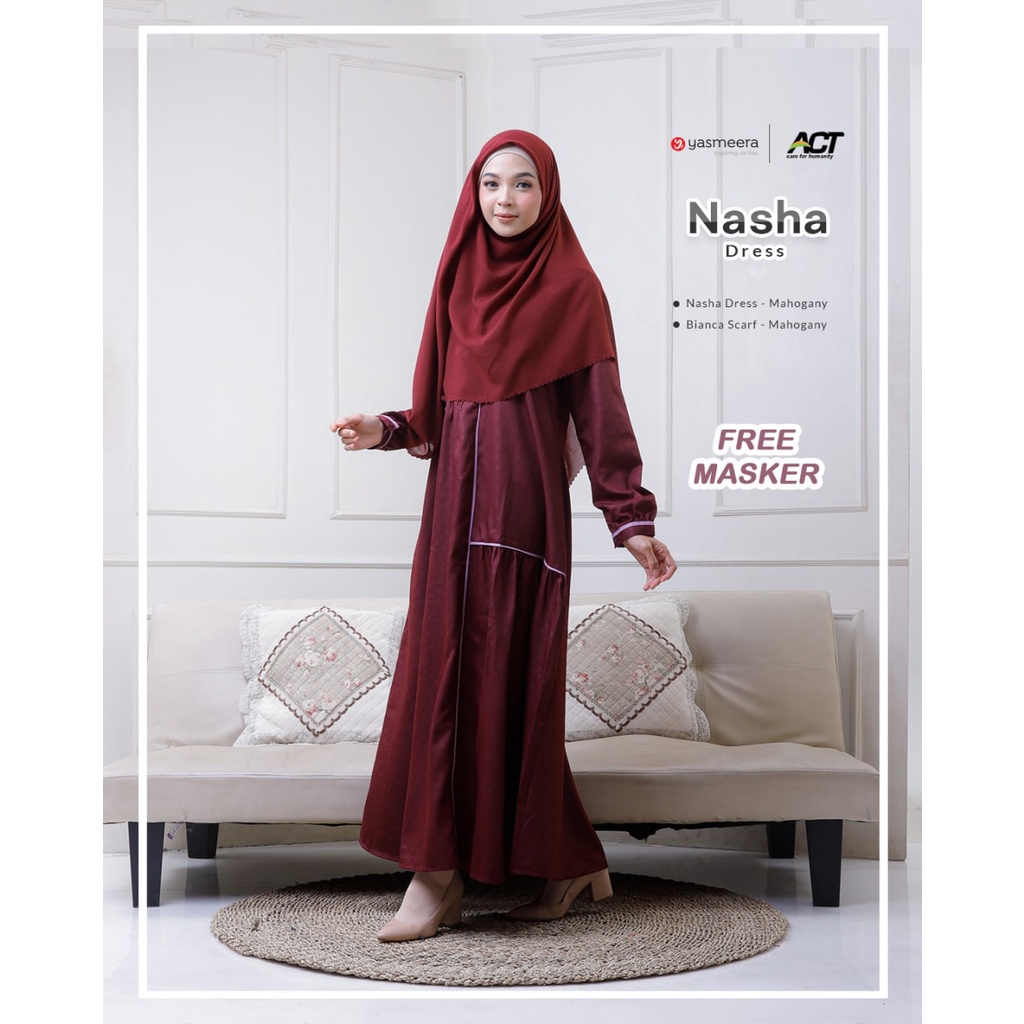 DRESS ONLY YASMEERA ORIGINAL NASHA DRESS KALE GREEN NASHA DRESS LAVENDER MIST NASHA DRESS MAHOGANY G