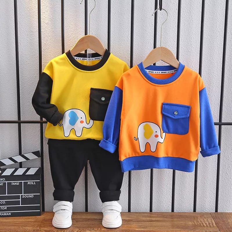 Zahra Setelan Anak Laki - Laki Bonnie Bahan Fleece | Pakaian Anak Kekinian Umur 1-6 Tahun