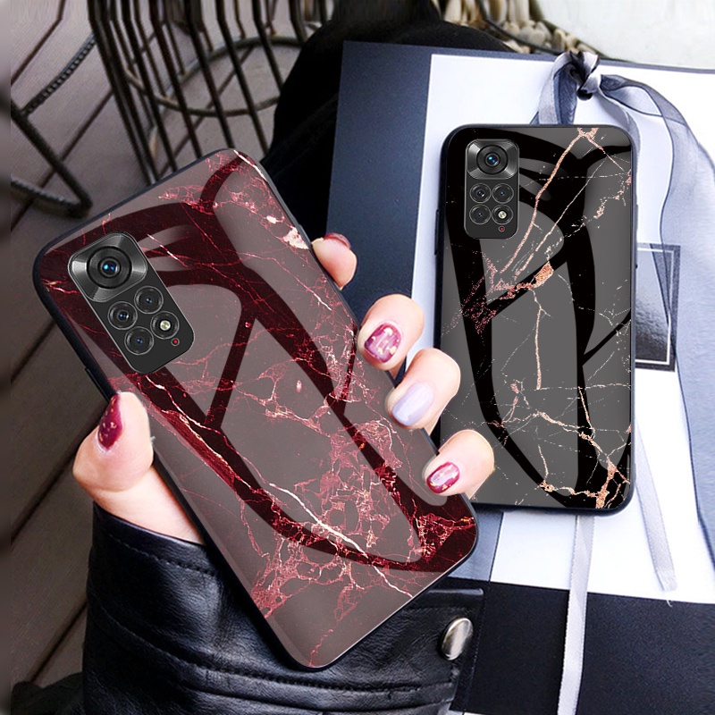 for xiaomi redmi note 11 11s 10 pro 4g 5g note11 note11s tempered glass phone case soft tpu edge shockproof hard protection back casing cover