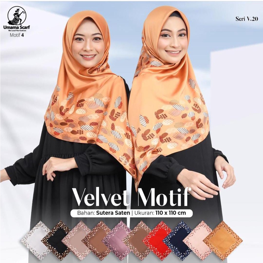 Segiempat Motif Hijab SILK OLIVIA MOTIF UMAMA 110x110 Butter Silk Velvet Motif-V.20 Motif 4