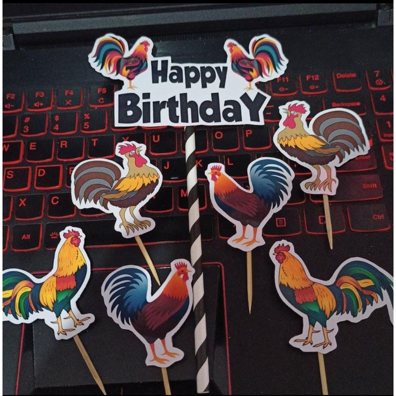 cake topper hiasan kue ayam jago rooster chicken