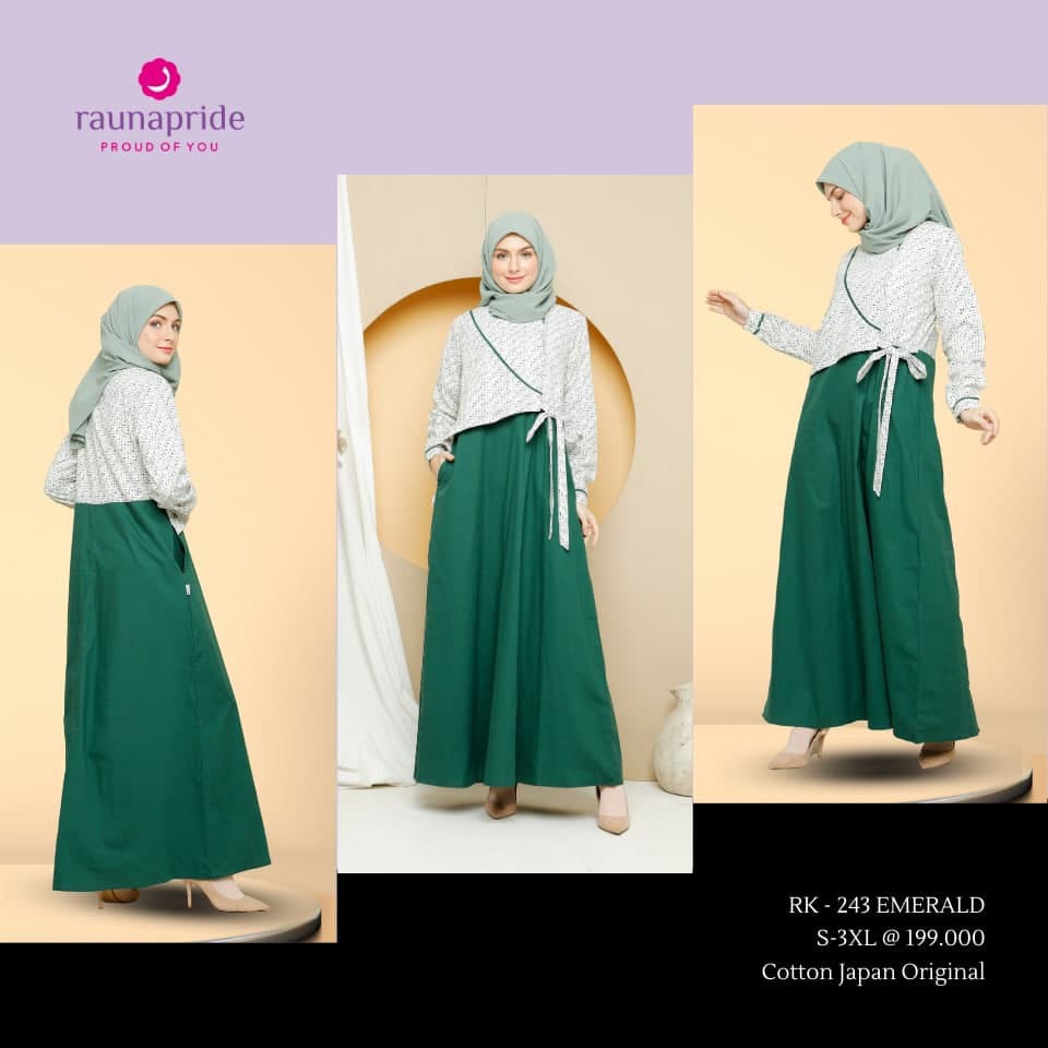 TERBARU - BAJU GAMIS RAUNA RK 243 EMERALD  NEW ARRIVAL