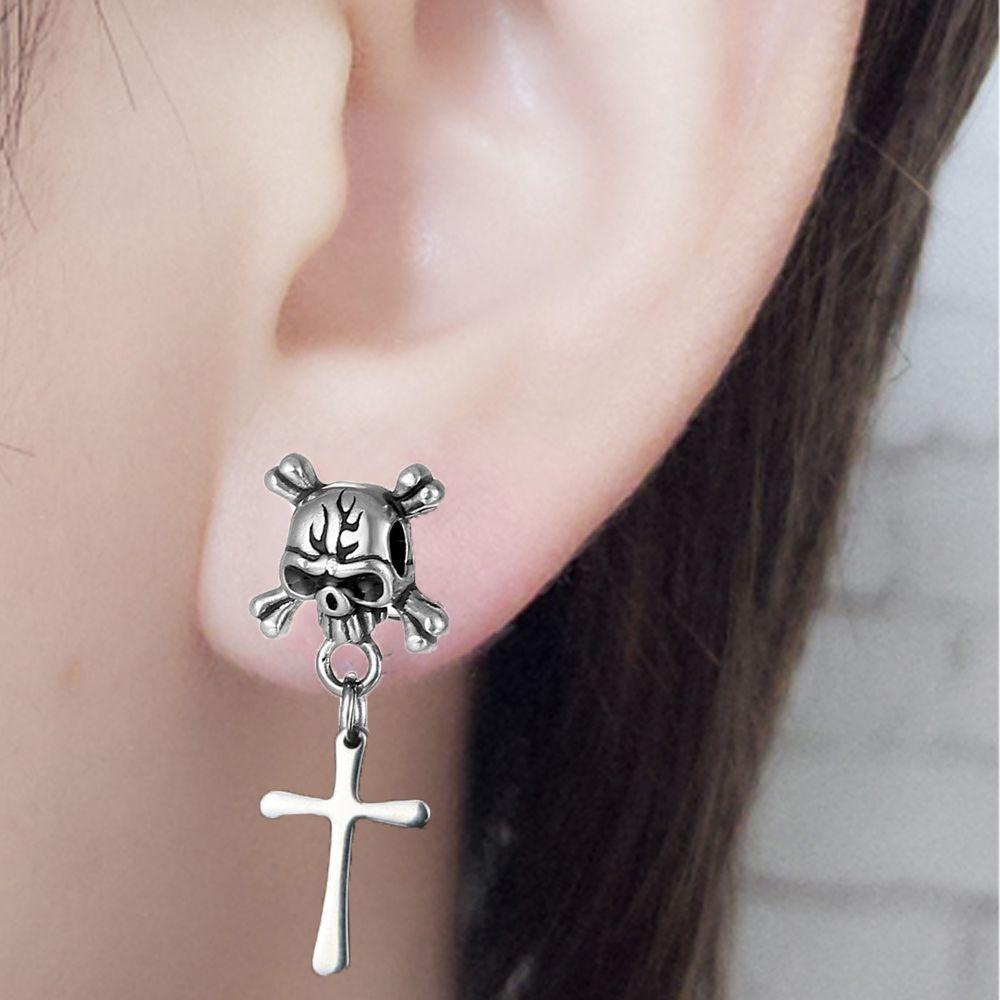 Mxbeauty Anting Tusuk Pria Hiphop Elegan Bintang Bahan Titanium Steel Untuk Wanita Skeleton Drop Earrings