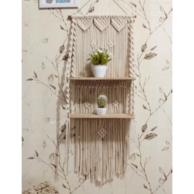Rak susun macrame rak tanaman rajut