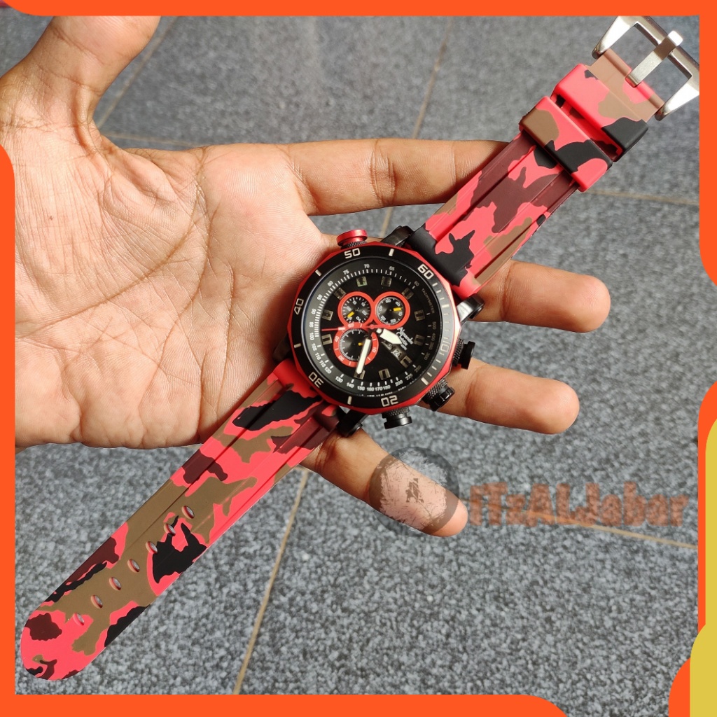 Tali jam tangan Karet 24mm motif army tentara Rubber strap Non buckle