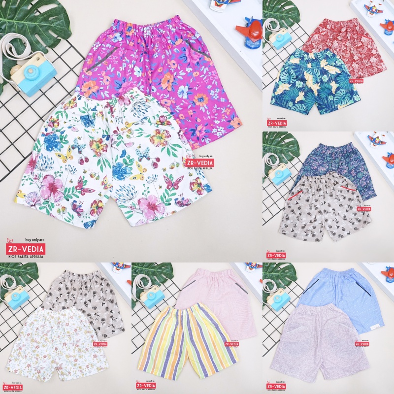 (Kode Z) Celana Anak uk 2-3 Tahun / Short Pants Anak Pendek Kids Cewek Flower Perempuan Murah Adem