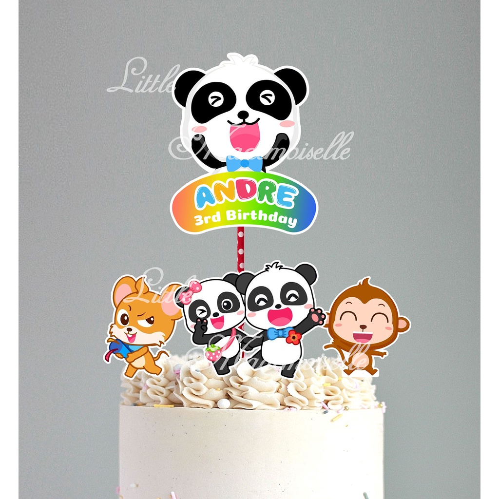 Topper birthday cake Baby Bus Panda