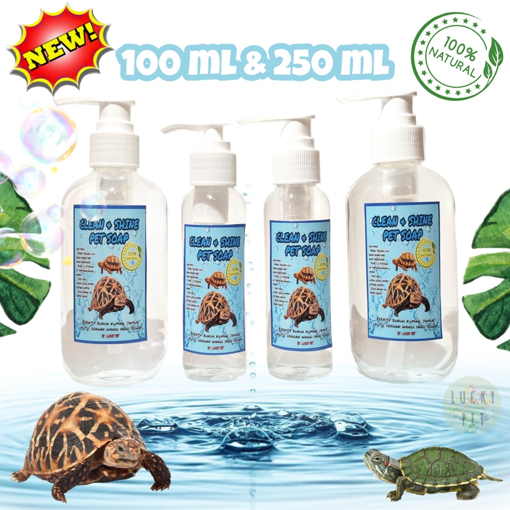 NEW 250 ML CLEAN&SHINE sabun shampoo sampo mandi hewan reptil kura kura darat tortoise torto sulcata
