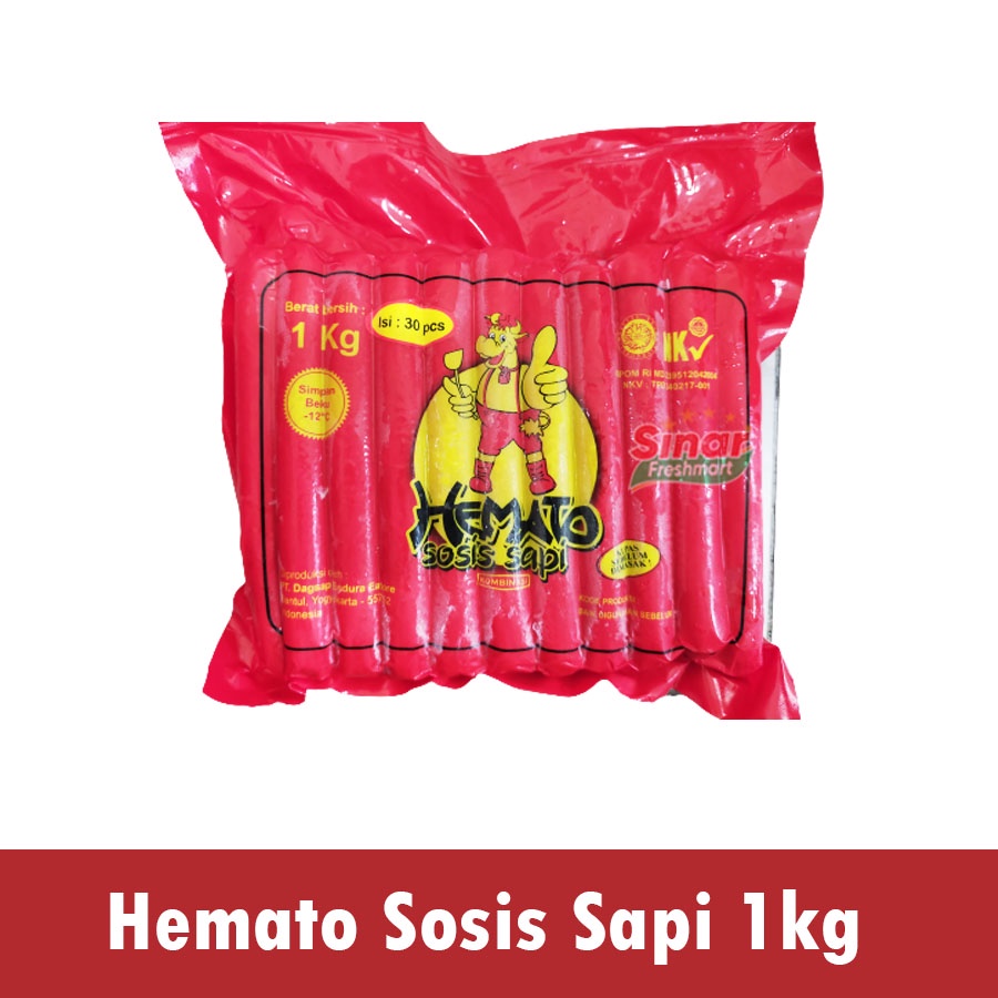 

[SINAR.FRESHMART] HEMATO SOSIS DAGING SAPI KOMBINASI ISI 30pcs [1kg]