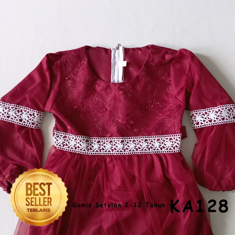 Baju Lebaran Anak Perempuan 2023 Model Terbaru 2 sampai 10 Tahun Set Kerudung Hijab Gamis Anak KA128