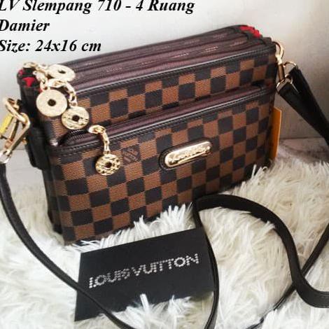 TAS SLEMPANG WANITA IMPORT, TAS DOMPET MINI CANTIK KULIT KANVAS LV