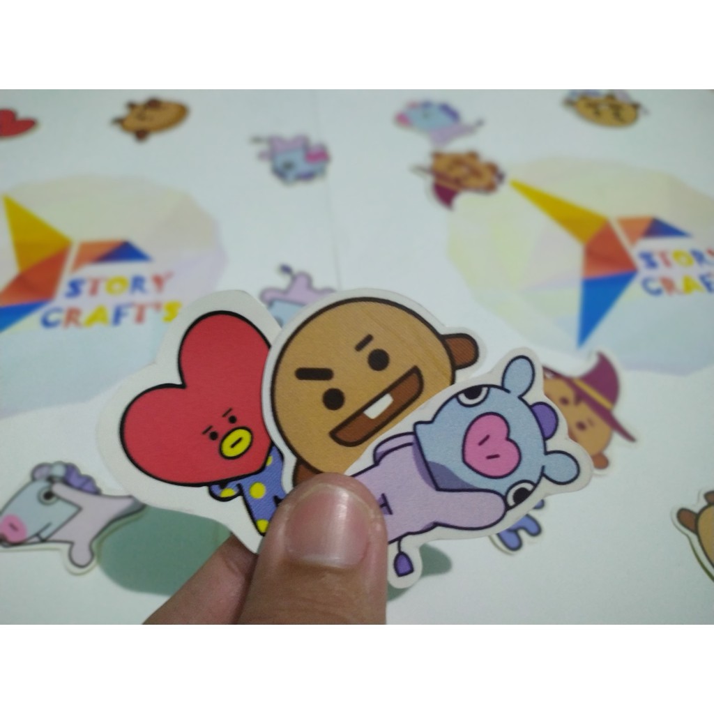 

Sticker BT 21 Mang Shooky Tata Lucu Imut Bahan Glosy Chromo Murah