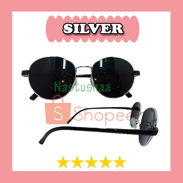 Kacamata Hitam Fashion ala Korea / Kacamata Retro Glasses Style Trendy / Kaca Mata Anti UV Wanita Pria Bulat Oval FREECASE