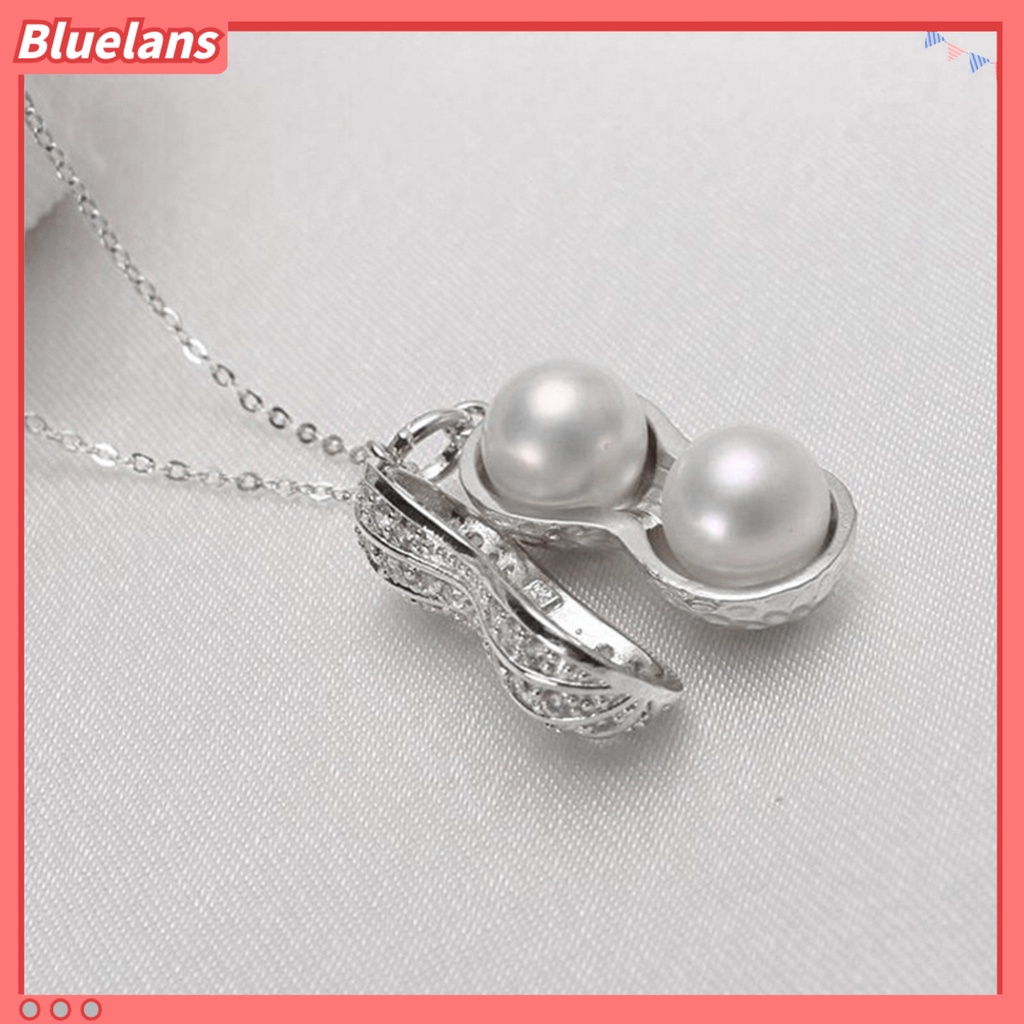 Bluelans Necklace Elegant Appearance Shiny Rhinestone 2 Colors Peanut Pendant Necklace