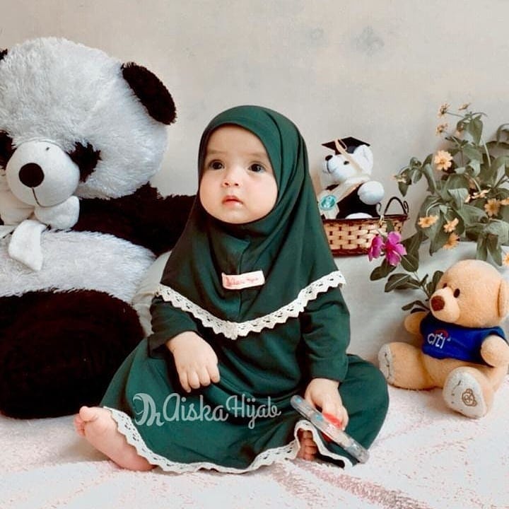 Gamis Bayi Perempuan Daily Lace Reborn/ Gamis Pompom Cantik Usia Newborn 0-5 Tahun/ Gamis Anak Bayi Perempuan
