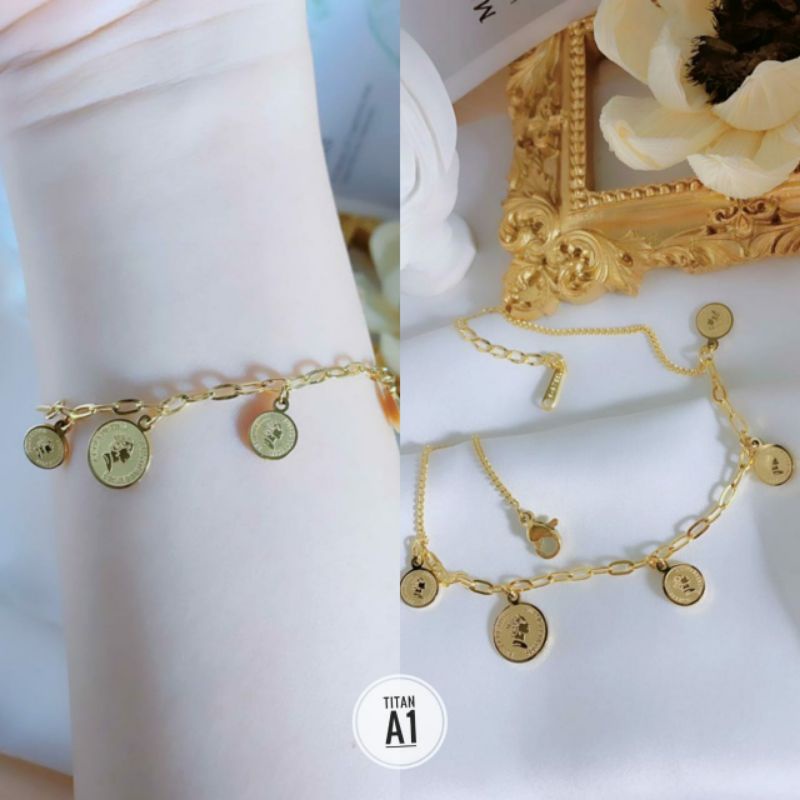 Gelang Tangan Rantai Gold Dan Rosegold Koin N16082107