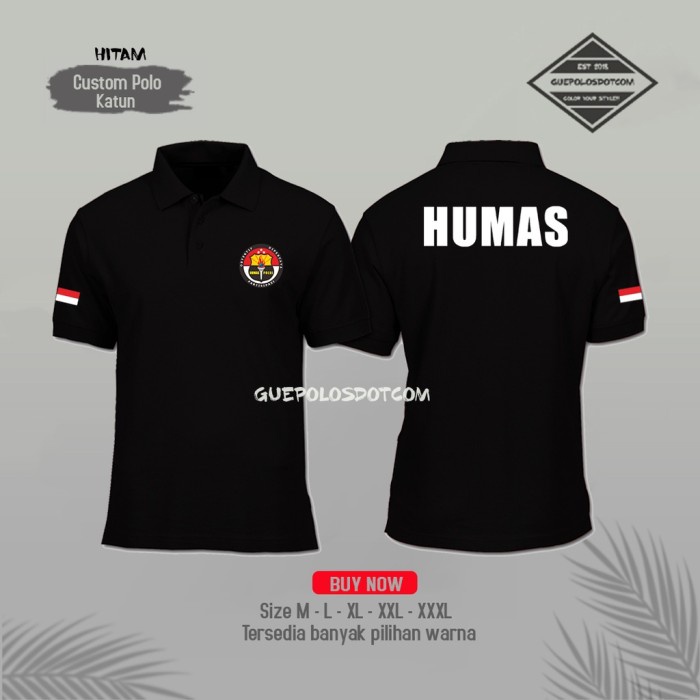 Poloshirt - Kaos Polo Humas Polri Indonesia Terbaru - Baju HUMAS POLRI - Hitam