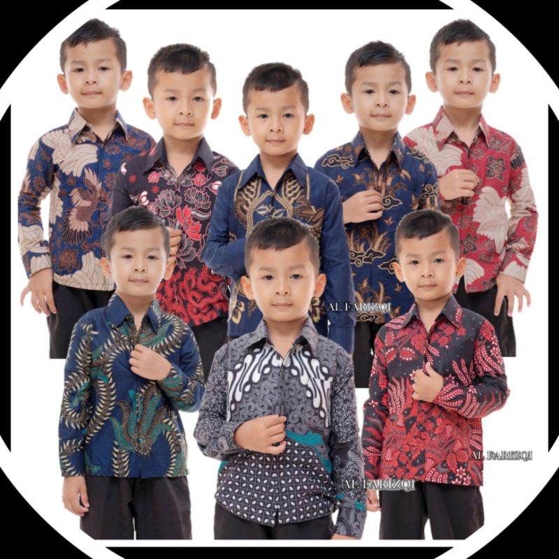 KEMEJA BATIK ANAK LAKI-LAKI LENGAN PANJANG SIZE M L XL XXL USIA 2-12 TH SERAGAM BATIK KIDS