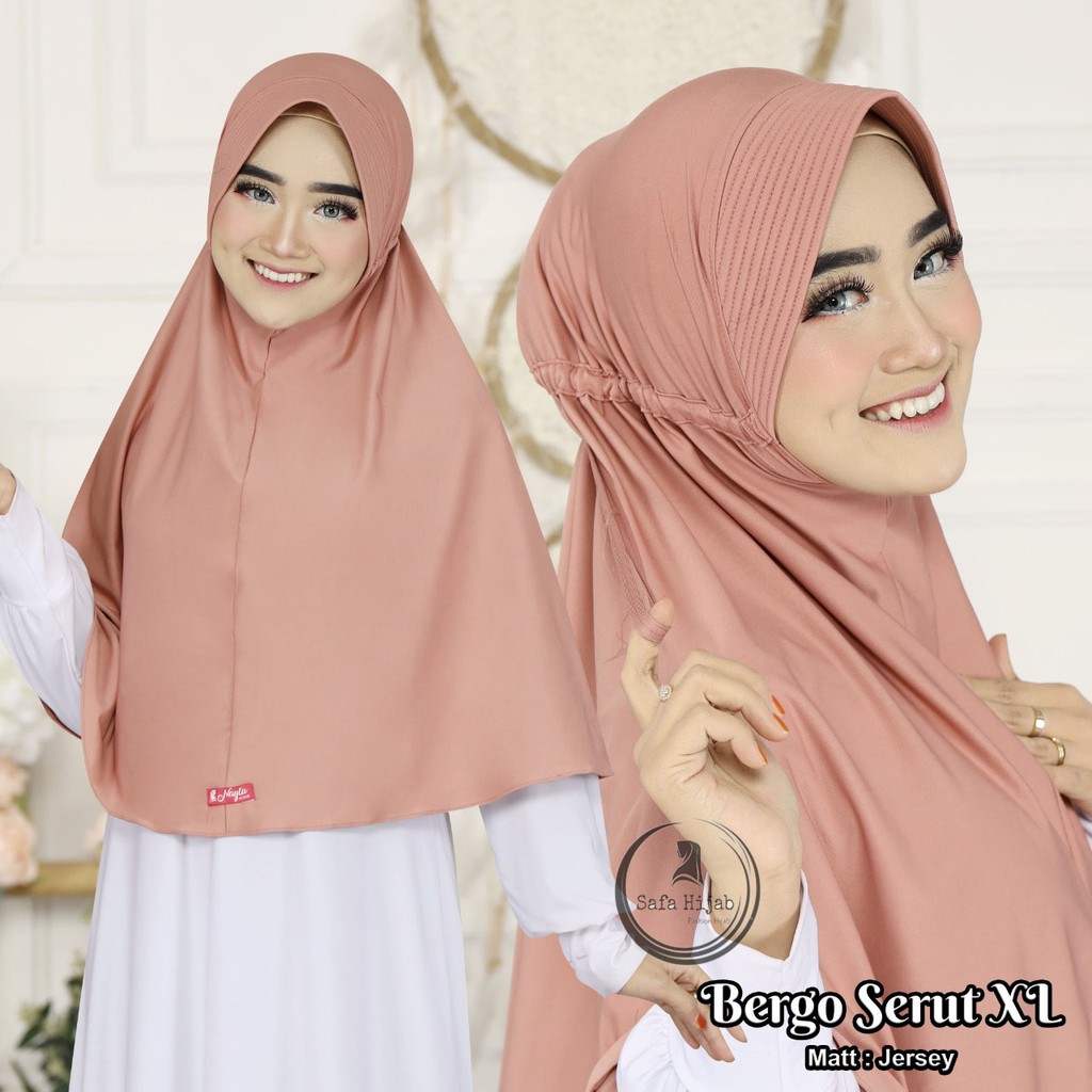 Bergo Serut XL Kerudung Instan Bergo Serut Hijab Bergo serut jersey Termurah Safa Hijab